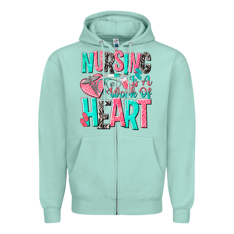 Nursing Is A Work Of Heart Zipper Hoodie by NancyCooperArtShop | Teevron