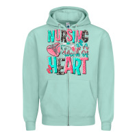 Seafoam nursing is a work of heart Zipper Hoodie - NancyCooperArtShop