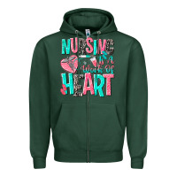 Sports Green nursing is a work of heart Zipper Hoodie - NancyCooperArtShop