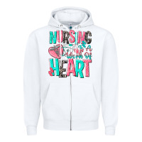 White nursing is a work of heart Zipper Hoodie - NancyCooperArtShop