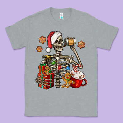 Christmas Skeleton Coffee Classic Tee Designed By Jasminsmagicworld