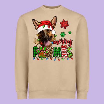 Merry Pawmas Christmas German Shepherd Heavyweight Sweatshirt Designed By Jasminsmagicworld