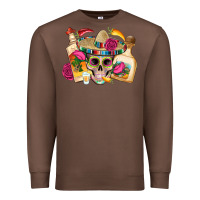 Chestnut mexican skull sombrero tequila bottle paper roses Premium Sweatshirt - Artiststas