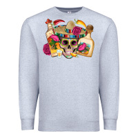 Heather Grey mexican skull sombrero tequila bottle paper roses Premium Sweatshirt - Artiststas