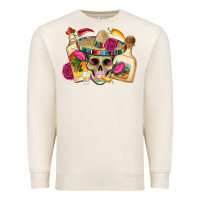 Sandshell mexican skull sombrero tequila bottle paper roses Premium Sweatshirt - Artiststas