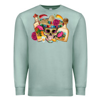 Seafoam mexican skull sombrero tequila bottle paper roses Premium Sweatshirt - Artiststas