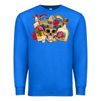 True Royal mexican skull sombrero tequila bottle paper roses Premium Sweatshirt - Artiststas