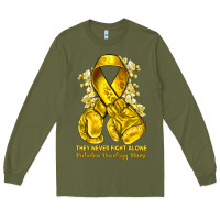 Army Green they never fight alone yellow ribbon with boxing g Long Sleeve Tee - NancyCooperArtShop