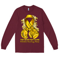 Burgundy they never fight alone yellow ribbon with boxing g Long Sleeve Tee - NancyCooperArtShop