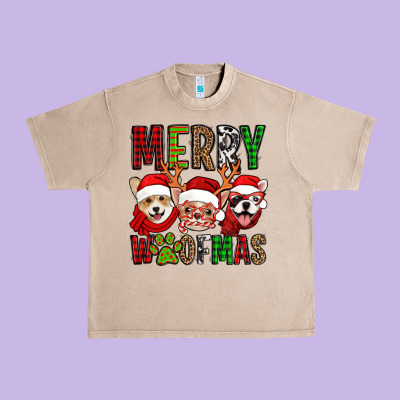 Merry Woofmas Dogs Urban Heavy Tee Designed By Jasminsmagicworld