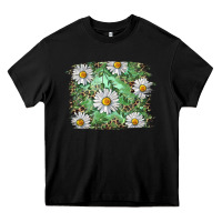 Black Daisy leopard Heavy Core Tee - RanaPortraitStore