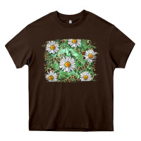 Chocolate Brown Daisy leopard Heavy Core Tee - RanaPortraitStore