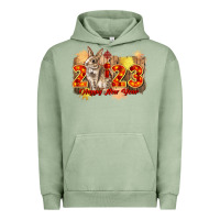 Pigment Oil Green chinese new year 2023 rabbit year Urban Hoodie - CowGirlArtShop