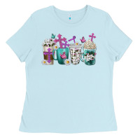 Baby Blue blessed coffee cups Ladies Tee - texasbilliewilder