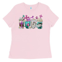 Bubblegum Pink blessed coffee cups Ladies Tee - texasbilliewilder