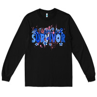 Black I am a survivor Colon Cancer blue ribbon Long Sleeve Tee - NancyCooperArtShop