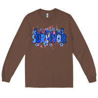 Chestnut I am a survivor Colon Cancer blue ribbon Long Sleeve Tee - NancyCooperArtShop