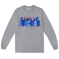 Heather Grey I am a survivor Colon Cancer blue ribbon Long Sleeve Tee - NancyCooperArtShop
