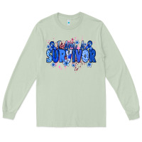 Matcha I am a survivor Colon Cancer blue ribbon Long Sleeve Tee - NancyCooperArtShop