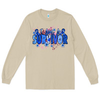 Mushroom I am a survivor Colon Cancer blue ribbon Long Sleeve Tee - NancyCooperArtShop