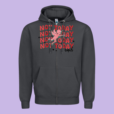Not Today Cupid Zipper Hoodie Designed By Maliassmallbusiness