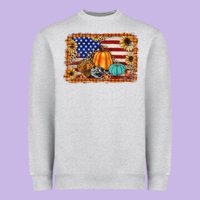 American Flag Fall Backgraund Heavyweight Sweatshirt Designed By Jahusdesignshop