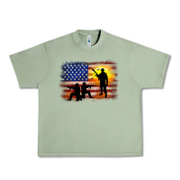 Oil Green american flag soldier sunset Urban Heavy Tee - JahusDesignShop