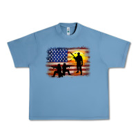 Pebble Blue american flag soldier sunset Urban Heavy Tee - JahusDesignShop