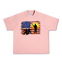 American Flag Soldier Sunset Urban Heavy Tee | Teevron