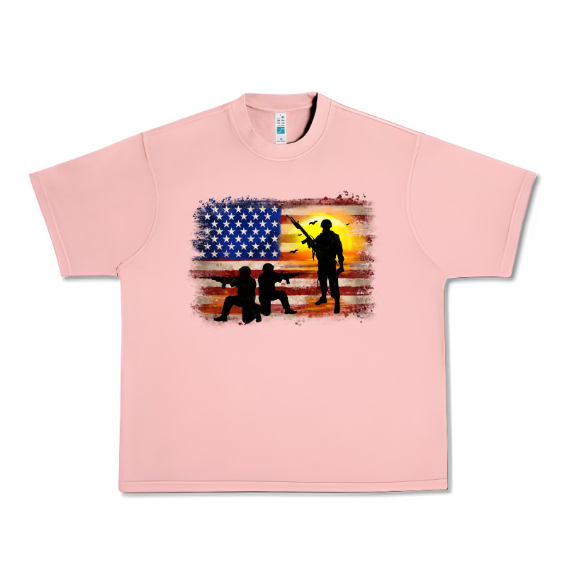 American Flag Soldier Sunset Urban Heavy Tee by JahusDesignShop | Teevron
