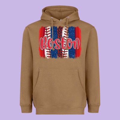 Boston Baseball Team Spirit Brushstrokes Heavyweight Hoodie Designed By Artiststas
