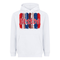 White boston baseball team spirit brushstrokes Heavyweight Hoodie - Artiststas
