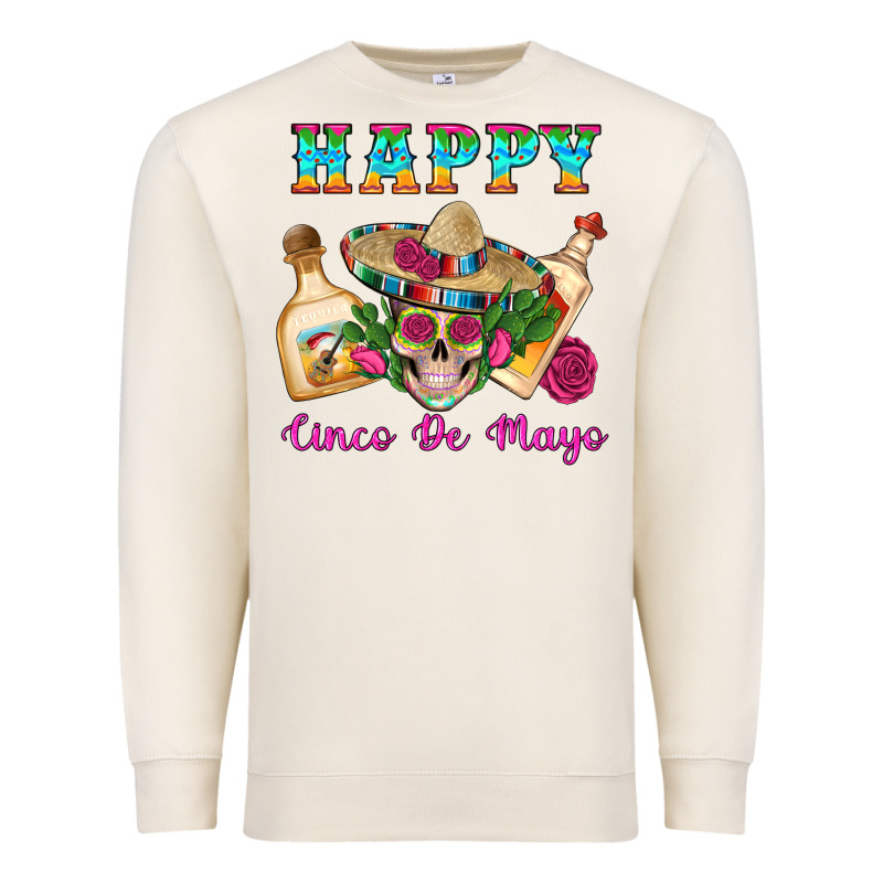 Happy Cinco De Mayo Mexican Skull Tequila Bottle Roses Cactus Premium Sweatshirt by Artiststas | Teevron