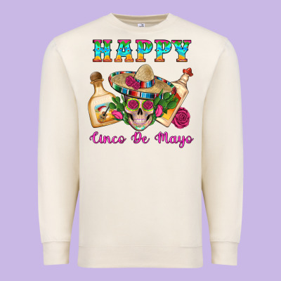 Happy Cinco De Mayo Mexican Skull Tequila Bottle Roses Cactus Premium Sweatshirt Designed By Artiststas