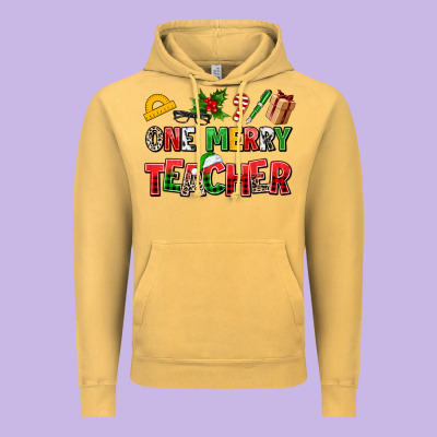 One Merry Teacher Vintage Hoodie Designed By Adodesignshop