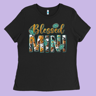 Ladies Tee blessed mini with leopard and aztec