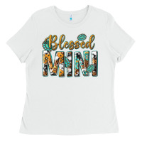 White blessed mini with leopard and aztec Ladies Tee - texasbilliewilder