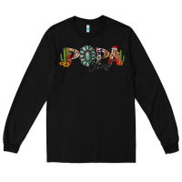 Black western christmas papa claus sunflowers and cactus Long Sleeve Tee - Jasminsmagicworld