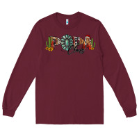 Burgundy western christmas papa claus sunflowers and cactus Long Sleeve Tee - Jasminsmagicworld