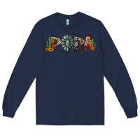 Navy western christmas papa claus sunflowers and cactus Long Sleeve Tee - Jasminsmagicworld