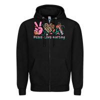 Black peace love nursing Zipper Hoodie - NancyCooperArtShop