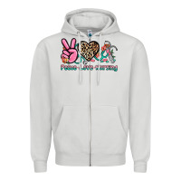 Dove Grey peace love nursing Zipper Hoodie - NancyCooperArtShop