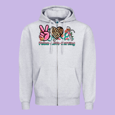 Peace Love Nursing Zipper Hoodie Designed By Nancycooperartshop