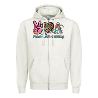 Oatmeal Heather peace love nursing Zipper Hoodie - NancyCooperArtShop