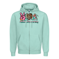 Seafoam peace love nursing Zipper Hoodie - NancyCooperArtShop
