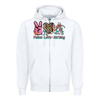 White peace love nursing Zipper Hoodie - NancyCooperArtShop