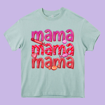 Mama Mama Mama Valentines Day Heavy Core Tee Designed By Texasbilliewilder