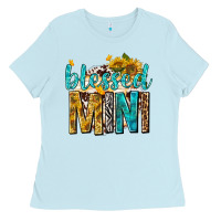 Baby Blue blessed mini with sunflowers Ladies Tee - texasbilliewilder