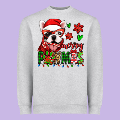 Merry Pawmas Christmas French Bulldog Heavyweight Sweatshirt Designed By Jasminsmagicworld