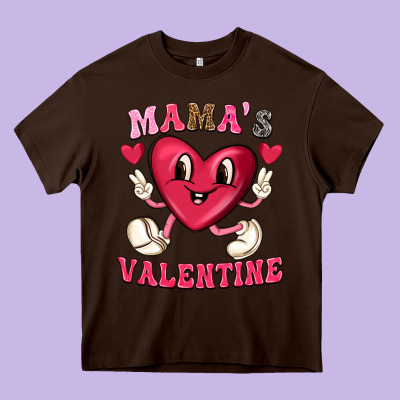 Mamas Valentine With Cute Heart Heavy Core Tee Designed By Texasbilliewilder